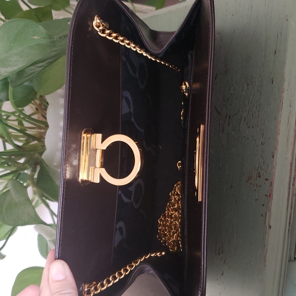 Vintage 90s Salvatore Ferragamo Gancini Clutch Crossbody Bag - Picture 7 of 12